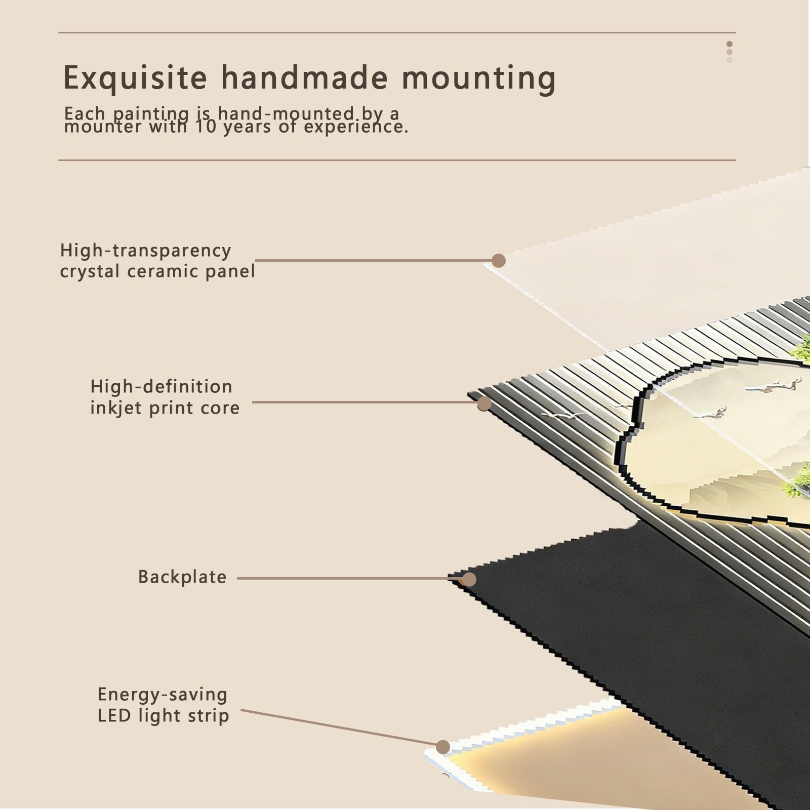 KEIFCUACLA Scultura Murale Paesaggistica 3D – Complemento D'arredo Moderno Con Illuminazione LED E Alimentazione A Rete, Ideale Per Soggiorni E Ingressi(D,50 * 120cm/19.7 * 47.2in)