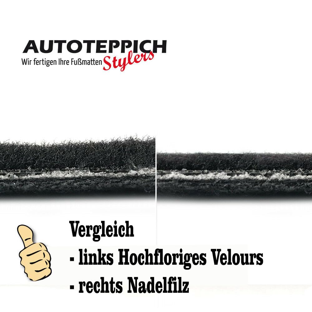 Auto Fußmatten Schwarz Velours Rand Silbergrau passend für Morgan Plus 8 +8 RL 1968-2004 Made in Germany