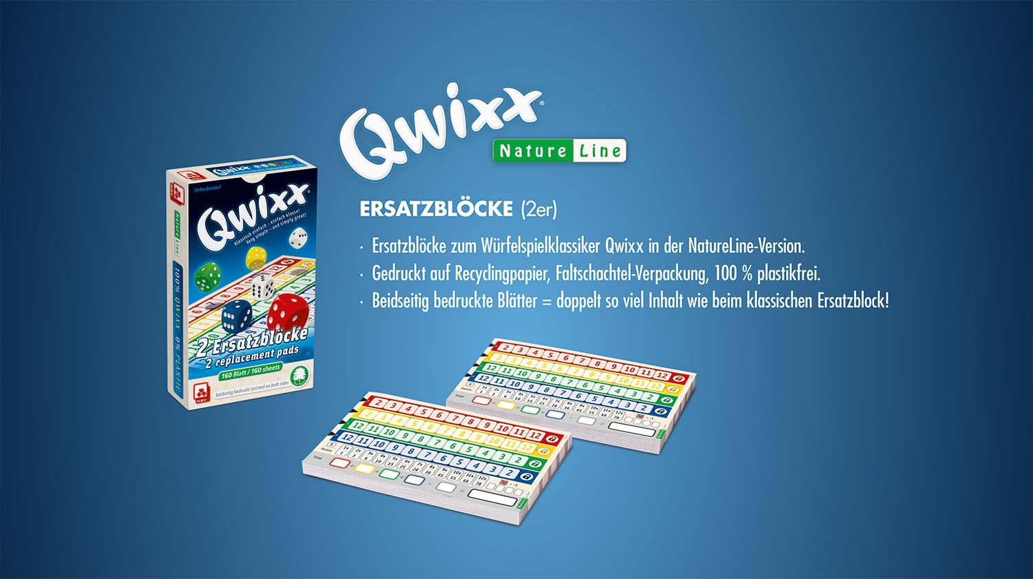 NSV - 5308 - QWIXX - Natureline - Set di 2 blocchi di ricambio - Gioco a dadi
