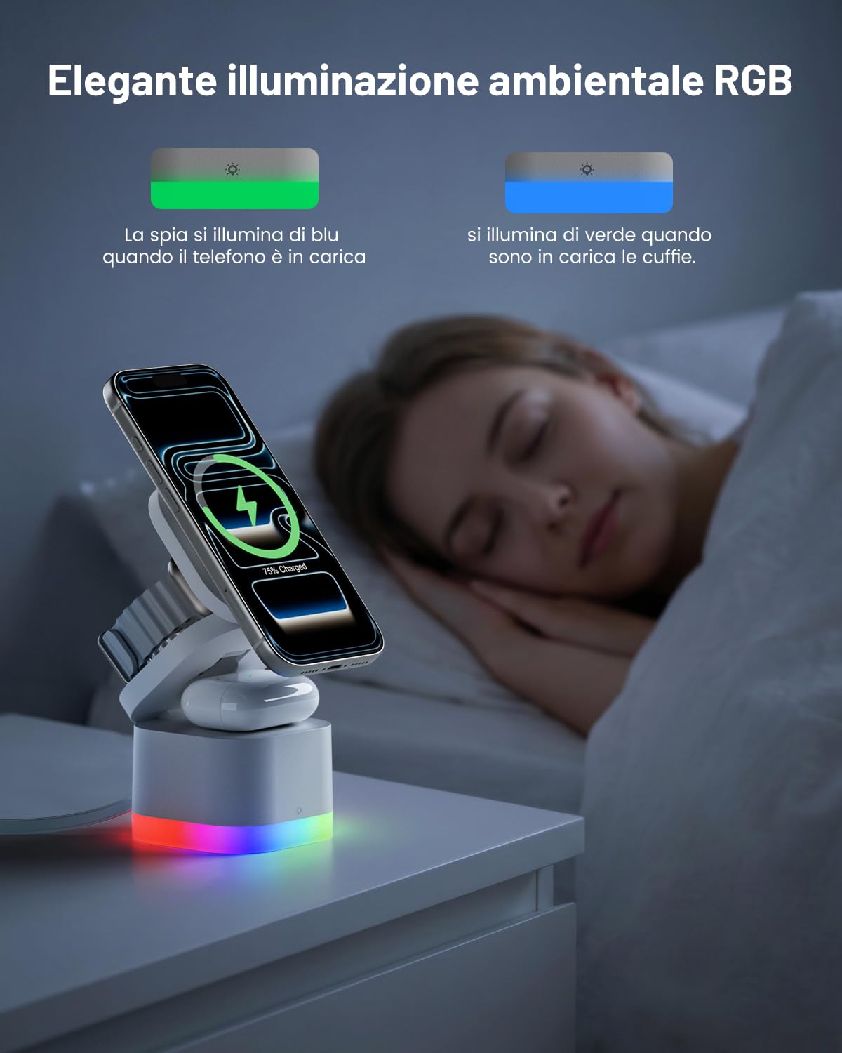 COLSUR 3 in 1 Caricatore Wireless per Apple con Adattatore da 30W | Stazione Ricarica Rapida 15W Magnetico per iPhone 17/16/15/14/13/Air/Apple Watch AirPods Pro/4/3/2, Bianco