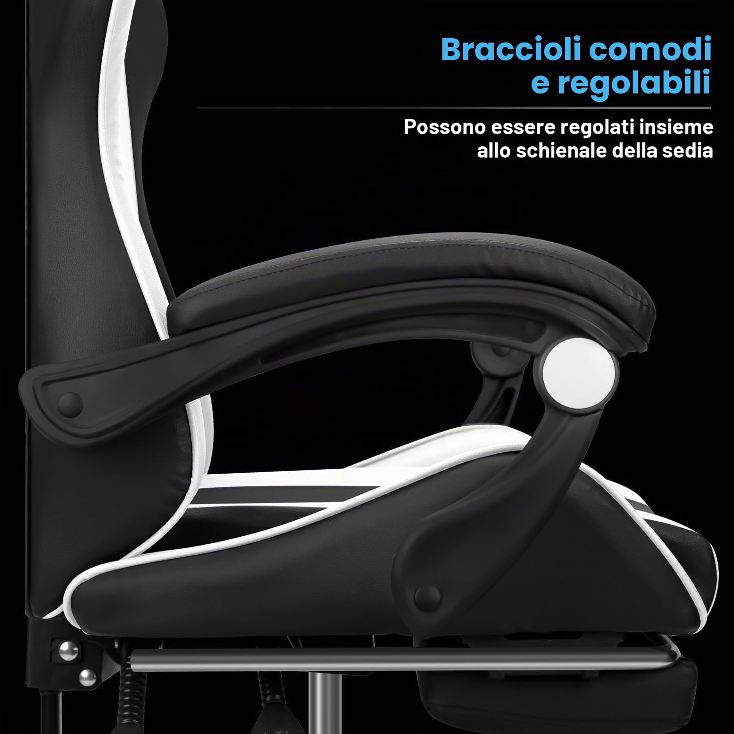 IZTOSS Sedia Gaming Ergonomica - Sedia Gamer con Schienale Regolabile, con Poggiatesta, Braccioli e Supporto Lombare (Bianco-A)