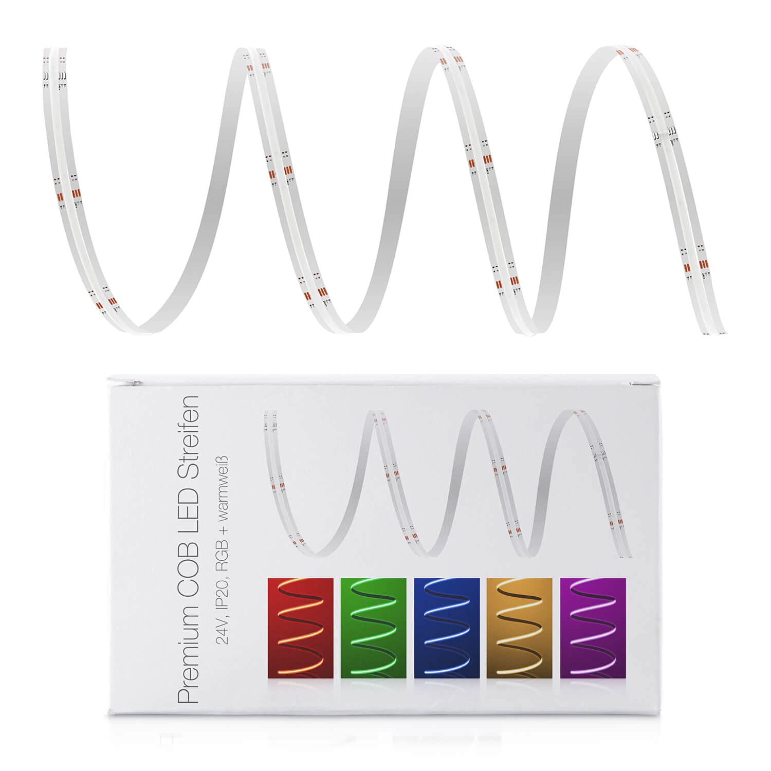 LED Universum Tira de luces LED COB RGB-WW, filamento premium, 24 V, tira LED IP20, multicolor (7 metros)