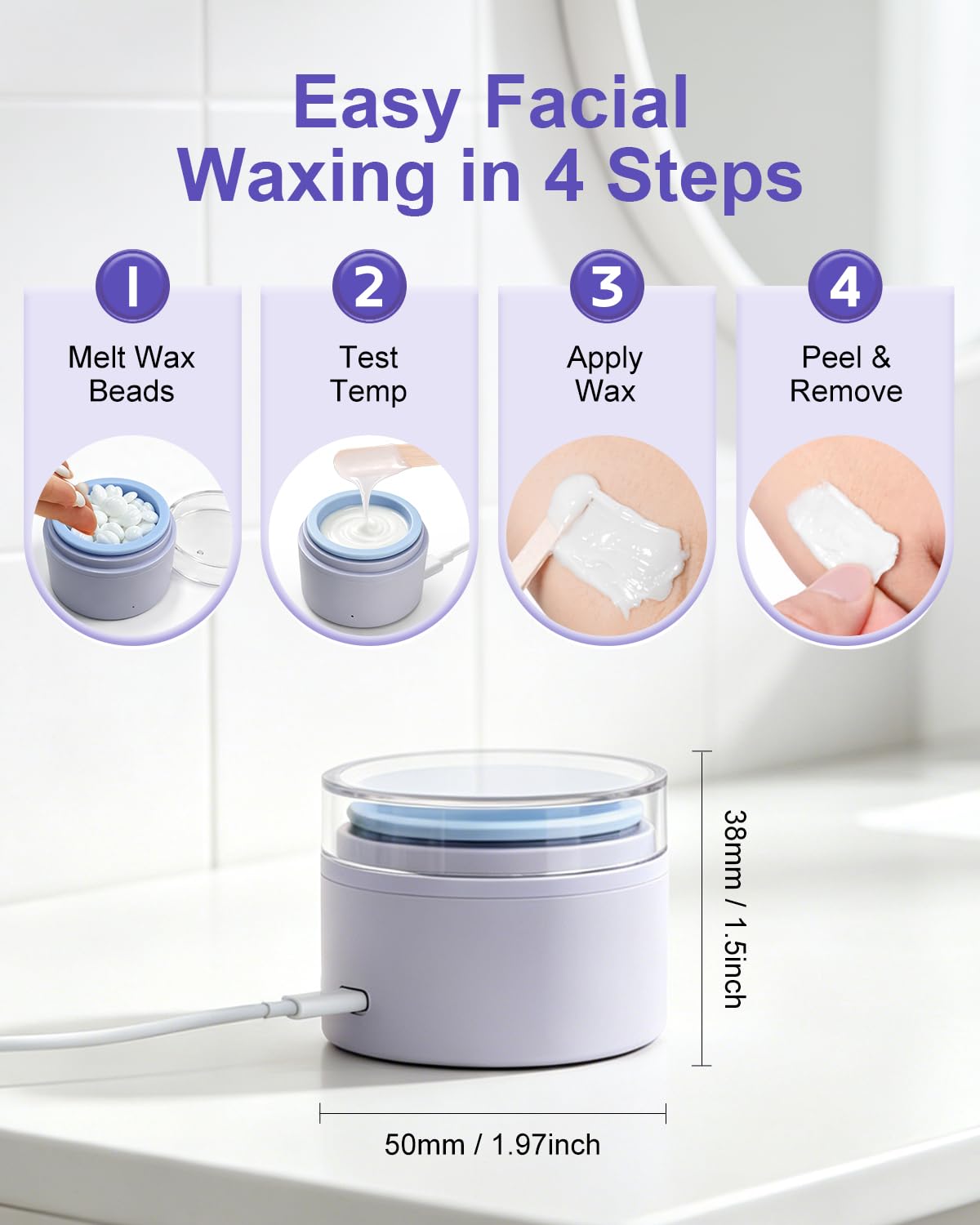 Waxfans Gesichtswachs-Set für Frauen, Augenbrauenwachs-Set mit Mini-Mini-Wachstopf, Gesichtshaarentfernung für empfindliche Haut, Mini-Wachsset mit 100 g Gesichtswachsperlen, für Augenbrauen, Lippen