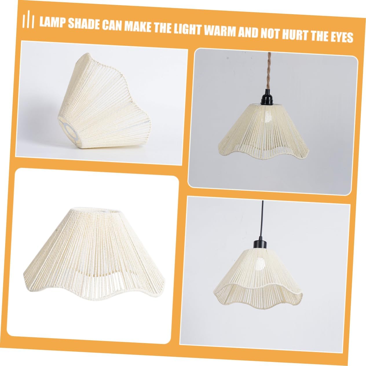 jojofuny Woven Lamp Shade Replacement for Fixtures Elegant Paper String Design Warm Atmosphere for Home Restaurant and Bar Decor Outer Diameter Inner Diameter
