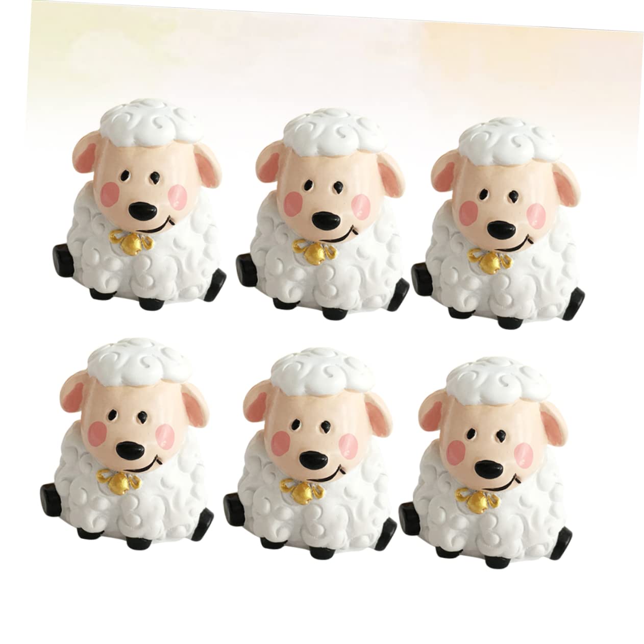 Décoration Animalière Mouton en Résine 6 Pièces pour Gâteau D'anniversaire