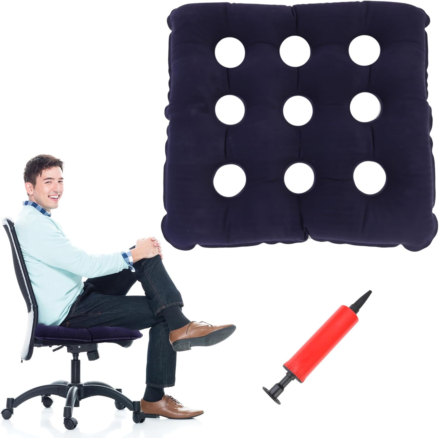 Air Inflatable Seat Cushion, Pressure Sore Prevention Square Medical