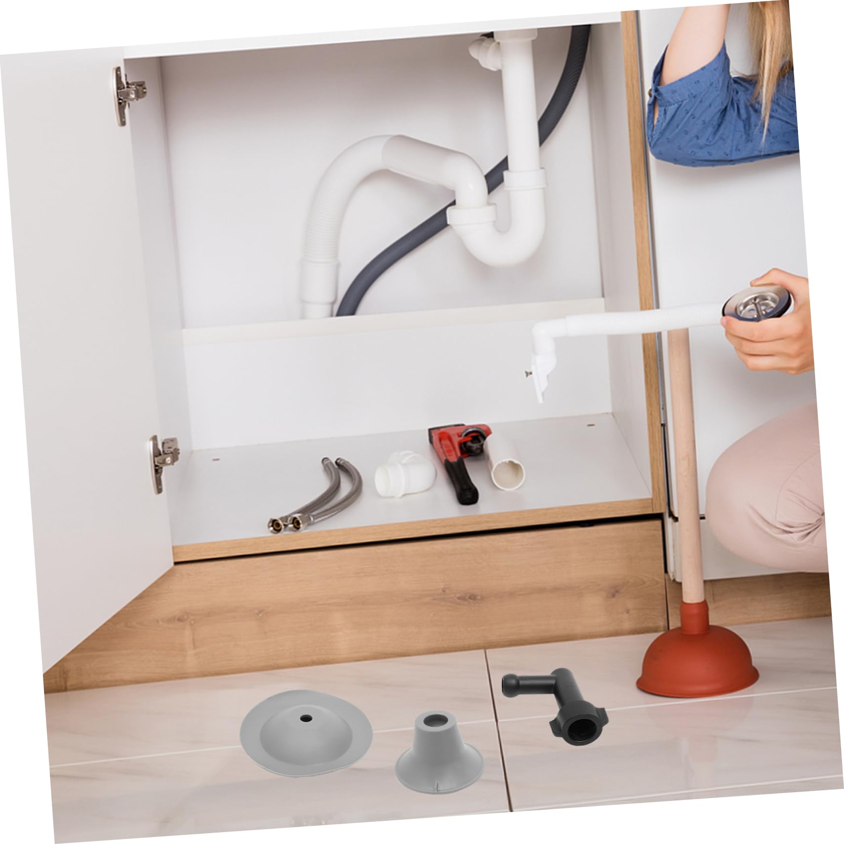 Ventouse de Toilette Flexible Piston Déboucheur Sanitaire Blanc Non Applicable Débouchage Puissant Adaptable pour Wc la Cuisine Salle de Bain Usage Domestique Usage Immédiat