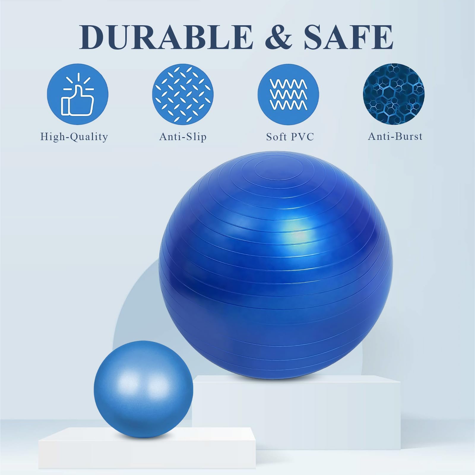 flintronic Palla Fitness, Palla da Ginnastica, 55/65/75/85cm Palla Anti-Scoppio, Palla di stabilità, con Pompa, Strumento Tappo Pompa, E Manuale per Yoga, Esercizi di Equilibrio, Allenamento, Fitness