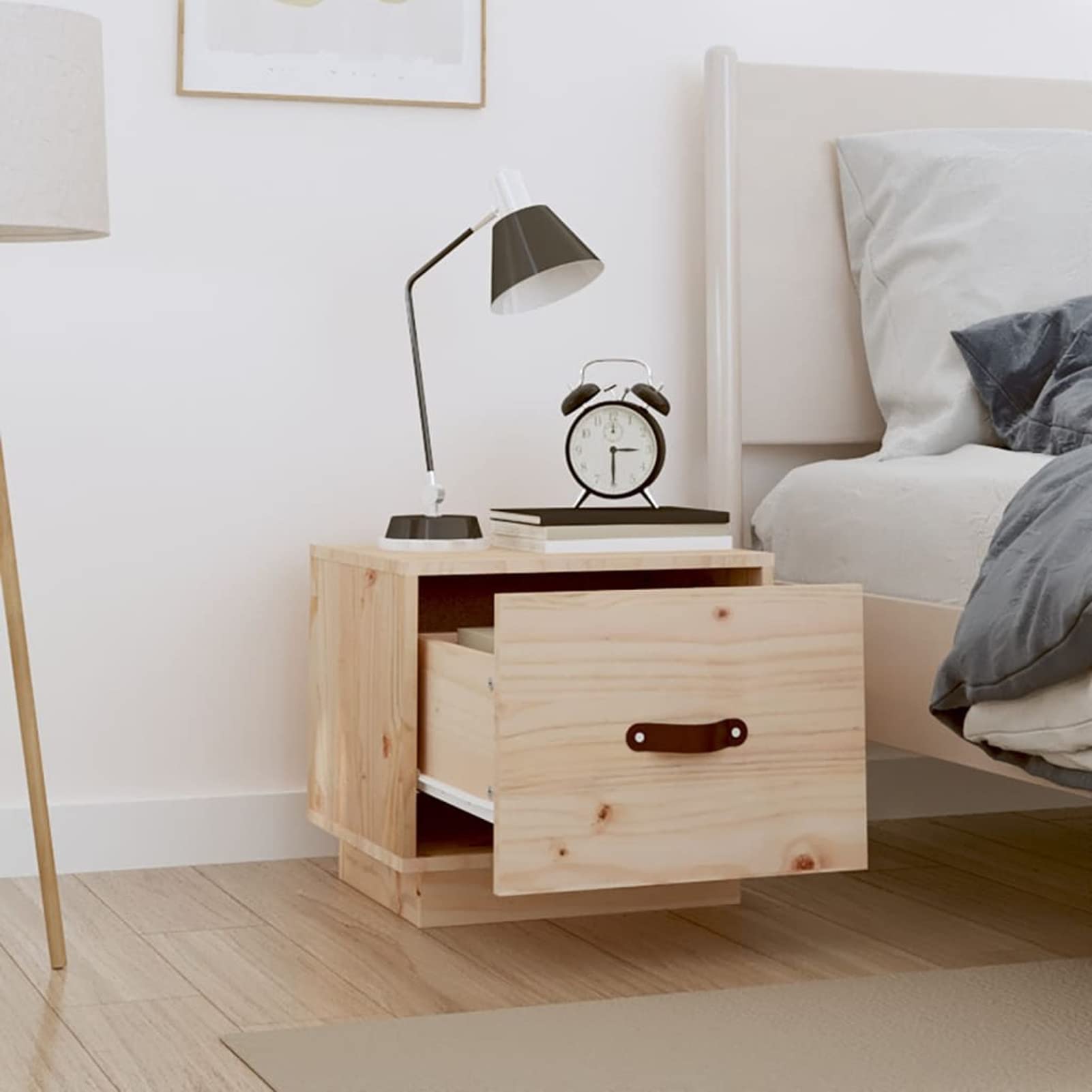Homgoday Comodino, comodino, comodino, comodino, comodino, comodino, comodino, tavolino da divano, per camera da letto, letto, letto, 40 x 34 x 35 cm, legno massello di pino