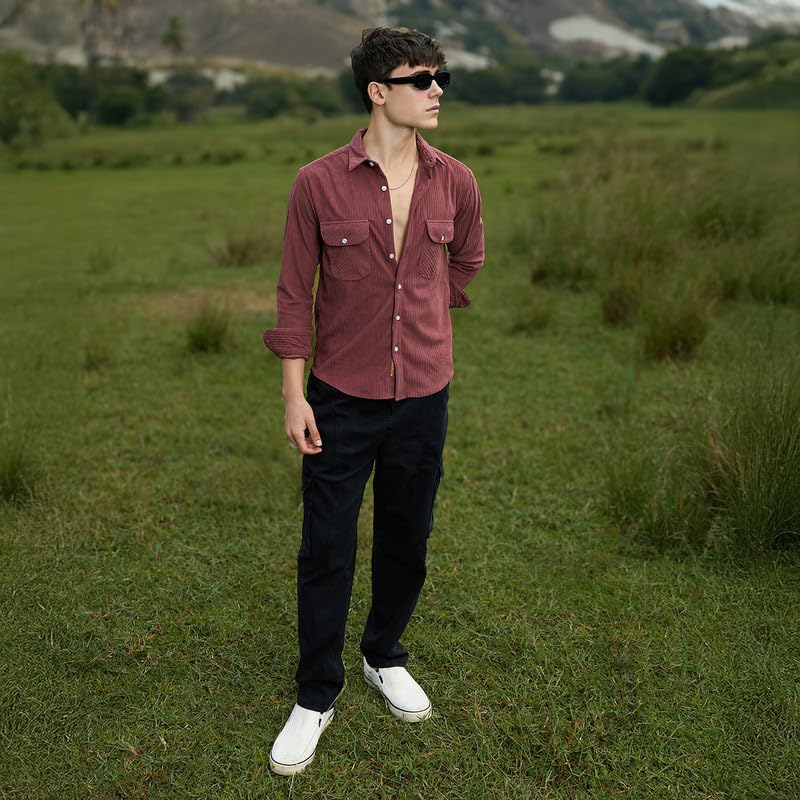 Image of CAHOOT Men's Shirt for Casual Wear | Spread Collar | Long Cuffed Sleeves | Button Closure | Shirt Crafted with Comfort Fit for Everyday Wear