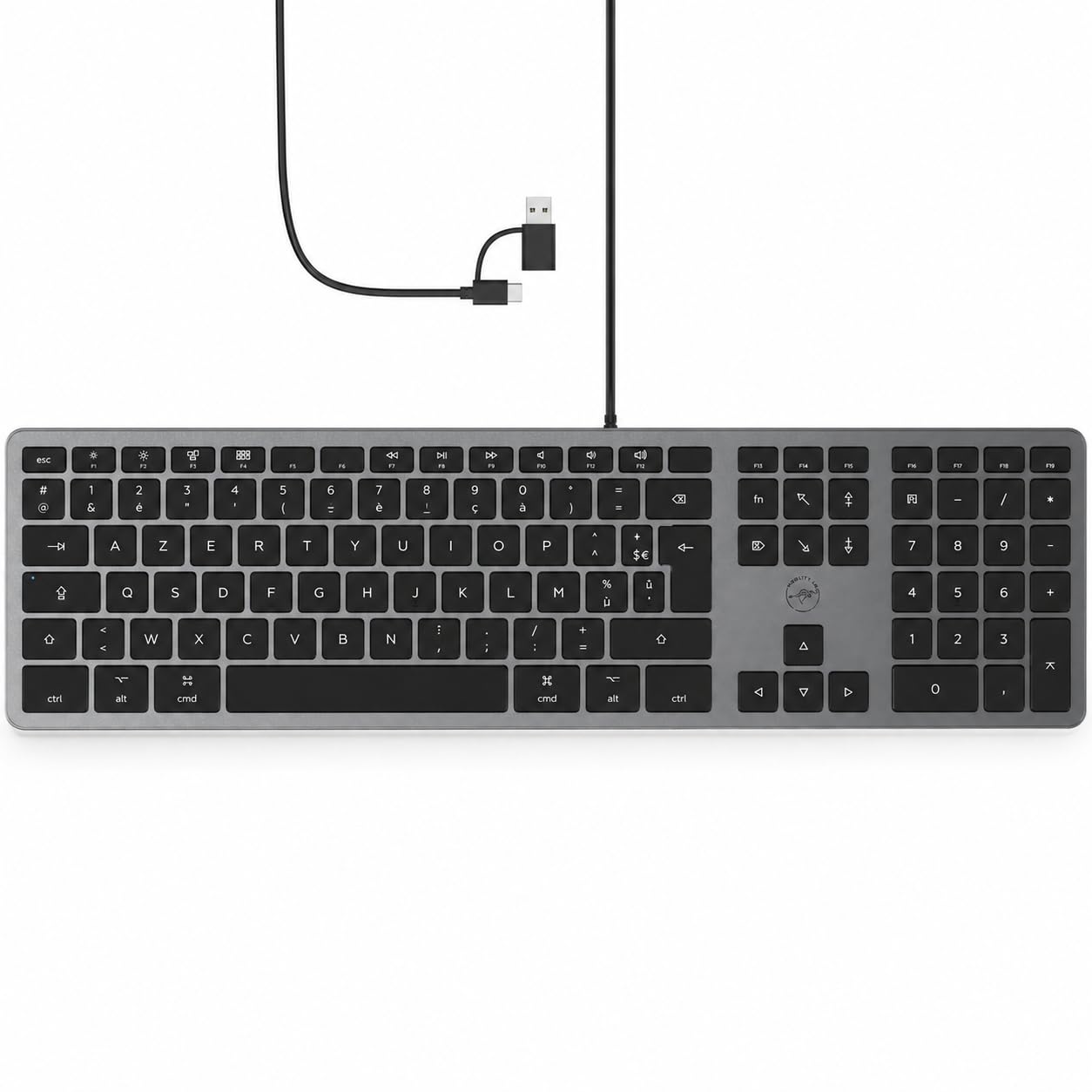 Mobility Lab Clavier français AZERTY filaire pour Mac – gris sidéral et noir