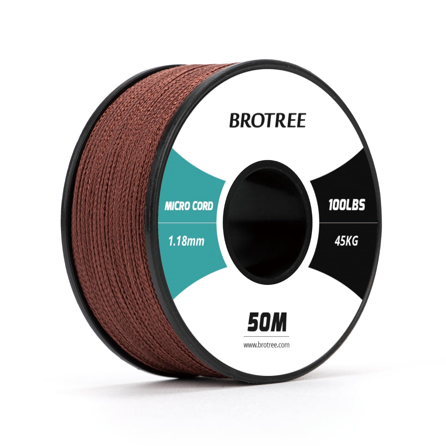 Brotree Micro Cord 1.18mm Paracord 50M Thin Braided Rope for Bracelet, Crafting and DIY - 45kg Breaking Load (Chocolate Brown) — image 1