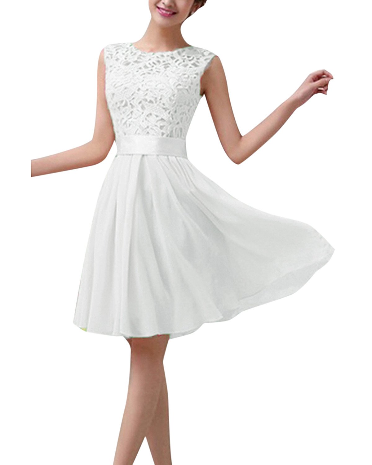 ZANZEA Damen Spitze Ärmellos Party Club Kurz Slim Abend Brautkleid Cocktail Ballkleid