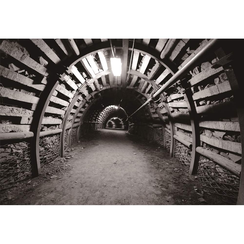 Leyiyi Underground Tunnel Backdrop 10x8ft Photography Backdrop Coal Mine Vinatge Grunge Wooden Board Iron Stent Virtual Halo Bokeh Luminous Light Beam Unsurfaced Road Photo Booth Pops