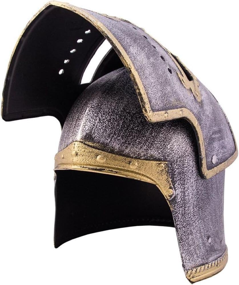 Casque de chevalier pour enfant avec visière - Casque de déguisement médiéval - Accessoires de jeu de rôle pour chevalier et château - Plastique - Taille : environ 57 cm