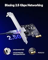 Vista 2 de Cudy Adaptador de red PCI Express de 2.5 Gbps, tarjeta PCIe 2.5GBase-T, NIC RTL8125, Wake on LAN, control de flujo, soporte de perfil bajo, Windows