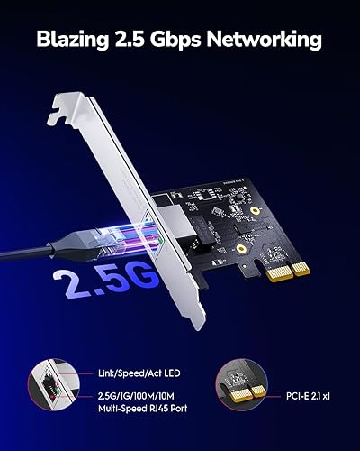Miniatura 2 de Cudy Adaptador de red PCI Express de 2.5 Gbps, tarjeta PCIe 2.5GBase-T, NIC RTL8125, Wake on LAN, control de flujo, soporte de perfil bajo, Windows