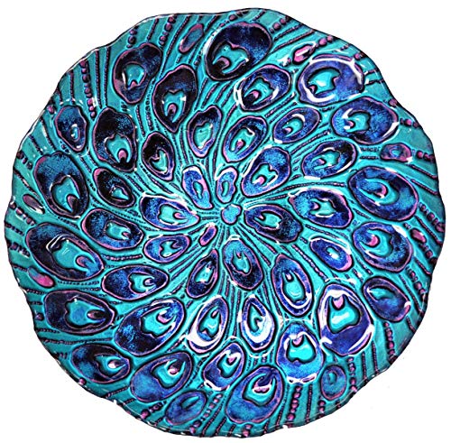 Continental Art Center Peacock Tail Glass Plate, 18'