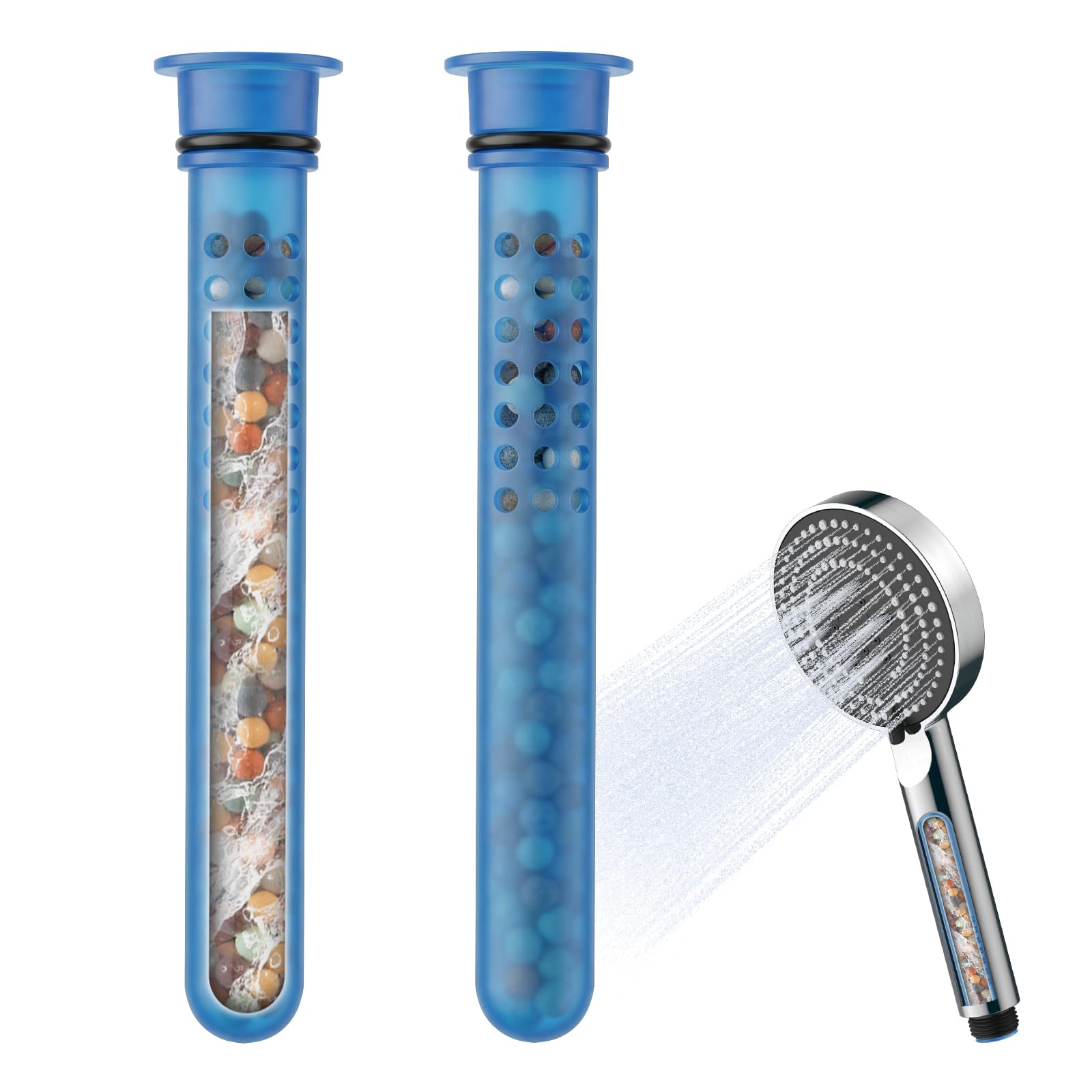 OFFO 2 Pack Shower Head Filter Replacement Cartridge, Handheld Shower Head Filter for Hard Water UK Remove Chlorine and Harmful Substances, Skin and Hair Healthy, for OFFO Handheld Shower Head
