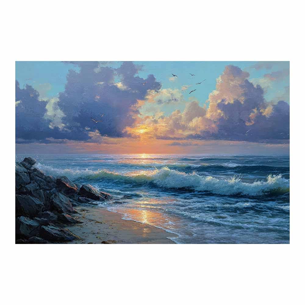 HOQIU Canvas Wall Art Ocean Sunset Artwork canvas art, art print, house decor, bedroom wall decor above bed, prints for living room.(Multicolor)-60x80cm Unframed