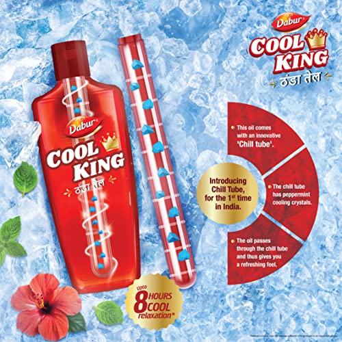 Image of Dabur Cool King Thanda Tel Hair Oil - 270ml | Power of 11 Ayurvedic Herbs | Relaxing & Refreshing Cooling Effect | Relieves Headache, Fatigue, Sleeplessness & Stress | Suitable for Men's & Women