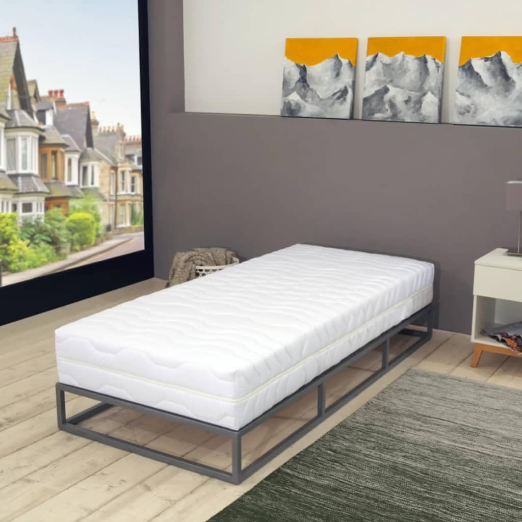 Materac 100 x 200 cm, 7-strefowy materac ze sprężynami kieszeniowymi o twardości H2, wysokość 20 cm, oddychający, nadający się do prania, ergonomiczne odciążenie pleców, pasuje do stelaża łóżka