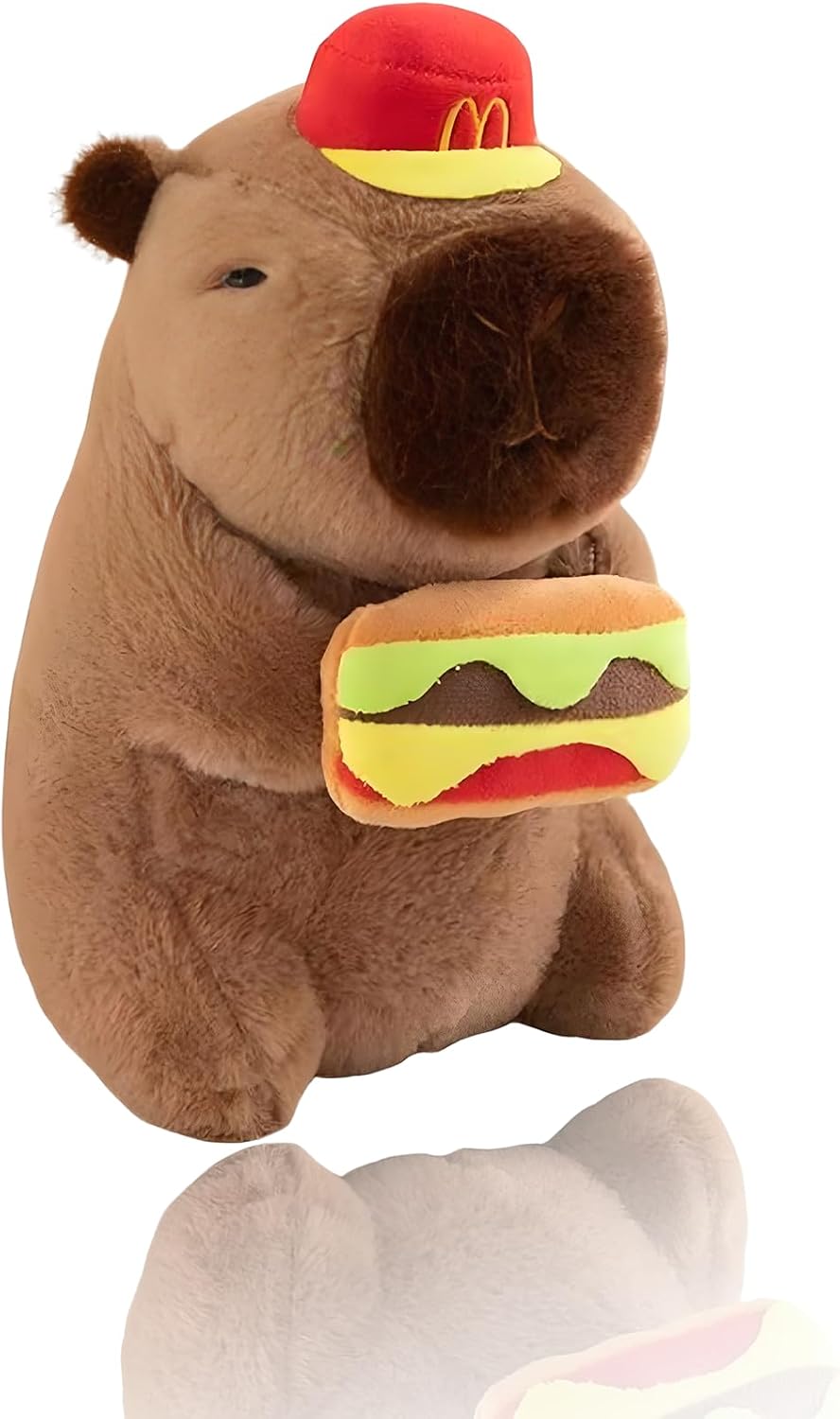 Capybara Doll, Capybara Plush Toy with Hamburger, Cute Stuffed Animal Home Decor, Soft Toys for Teenagers23cm, Age 15+