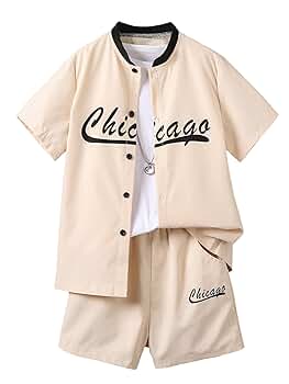 Amazon.com: COZYEASE Boys' 2 Piece Striped Print Button Down