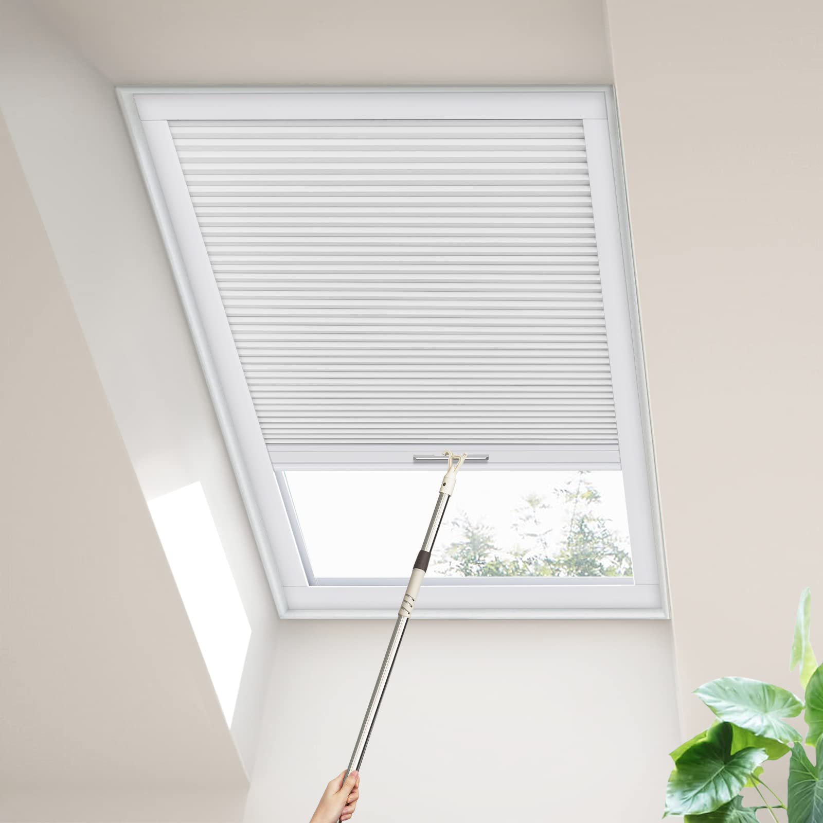 Moonice Skylight Blinds Cordless Roof Honeycomb Window Blinds Light Filtering Cellular Pleated Roof Shades for Home Easy to Install Shades for Inclined Plane Room Windows Custom Size (White) — image 1
