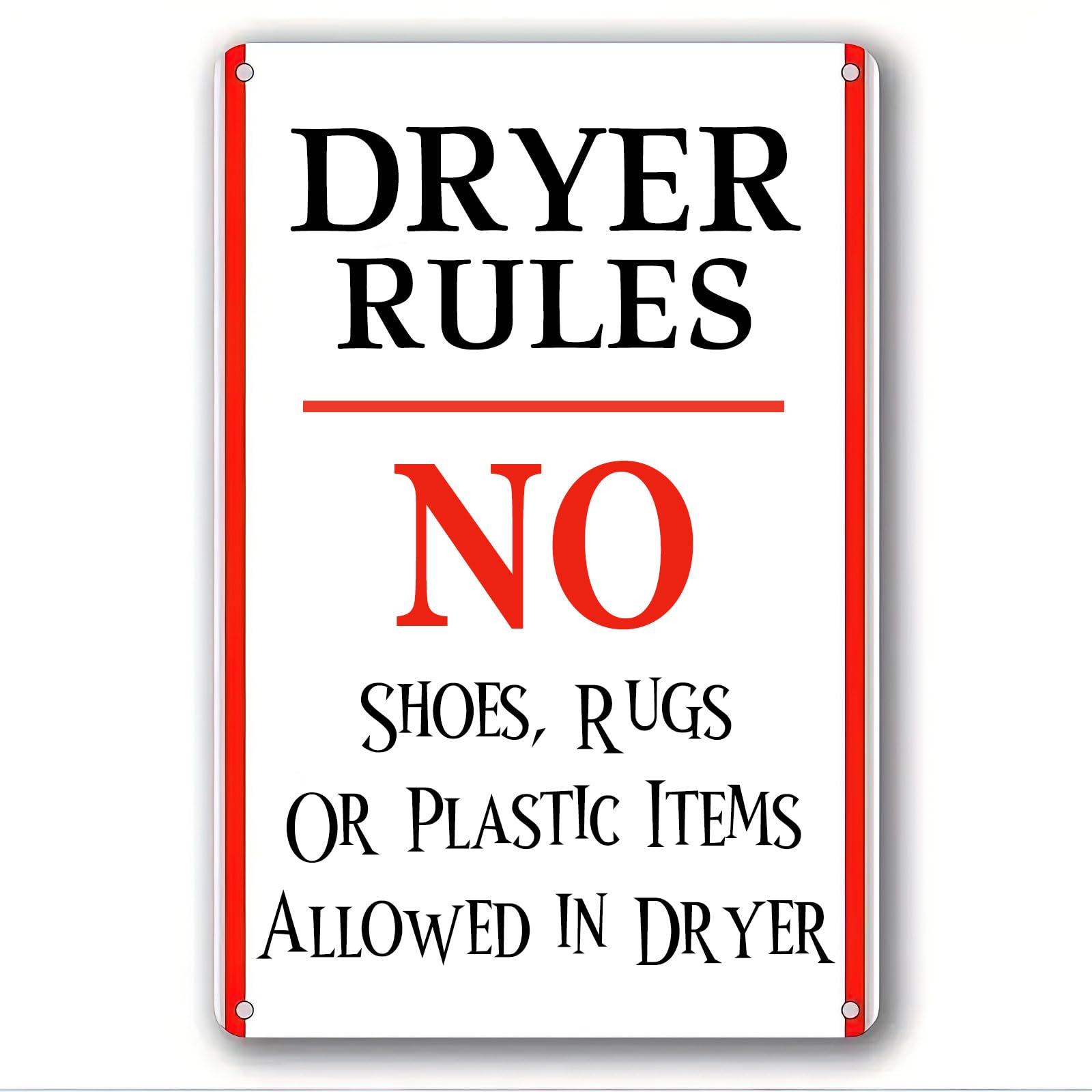 Kwqdozf As Pic Dryer Rules Funny Tin Sign No Shoes Rugs Or Plastic Items Allowed In Dryer