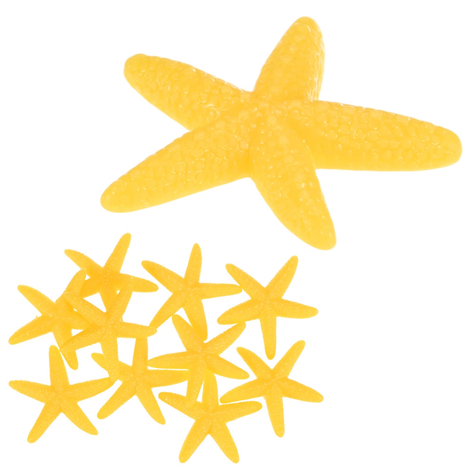 M METERXITY 10-Pack Starfish Decor, 1.2" PVC Artificial Mini Sea Star Decoration for Fish Tank/Aquarium Decoration/Beach/DIY Crafts/Nautical Theme Party [Yellow]