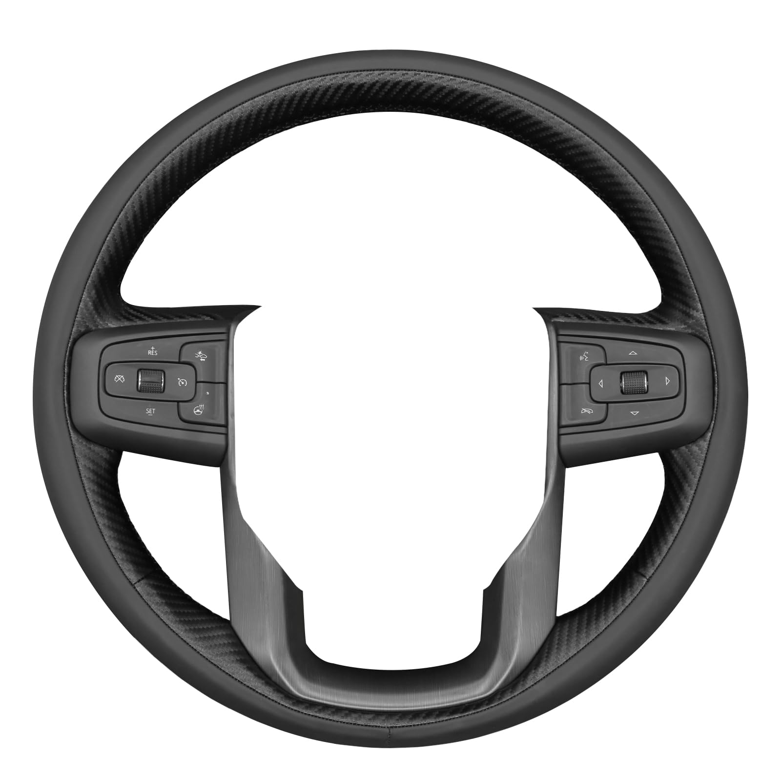 Funda para Volante de Coche para GMC Sierra 1500 / Sierra 1500 Limited/Sierra 2500 3500 / Yukon (XL) Fabricada en Microfibra de Cuero con Acabado Brillante de Fibra de Carbono