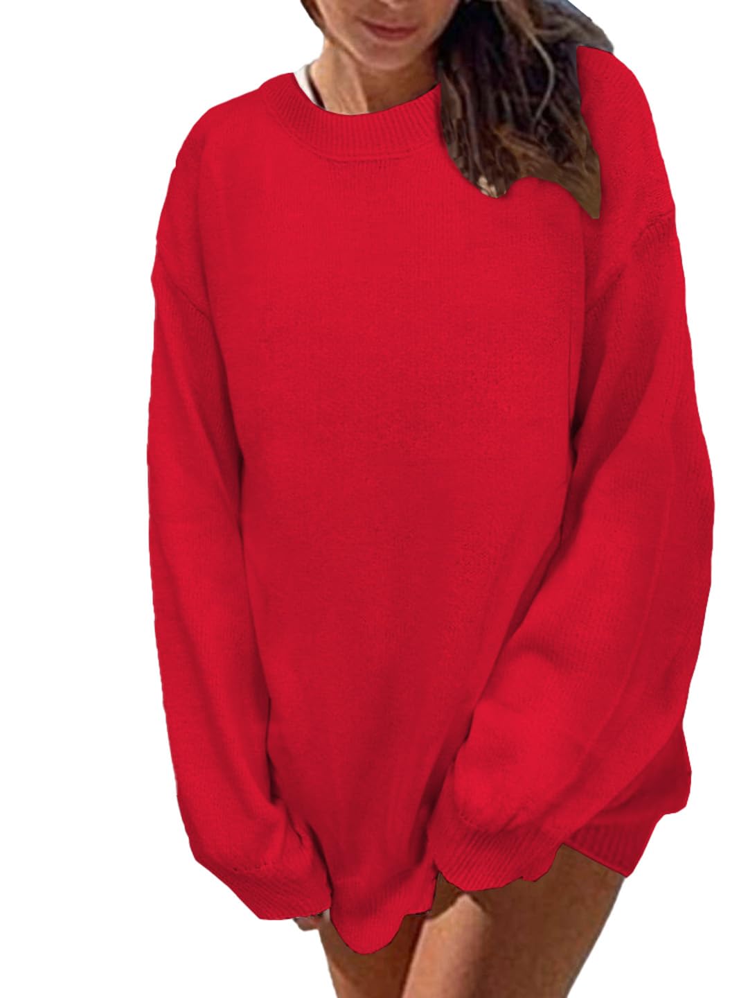 Mrskoala Womens Tops Casual Knit Sweater Long Sleeve Pullover Loose Shirts Fall Clothes