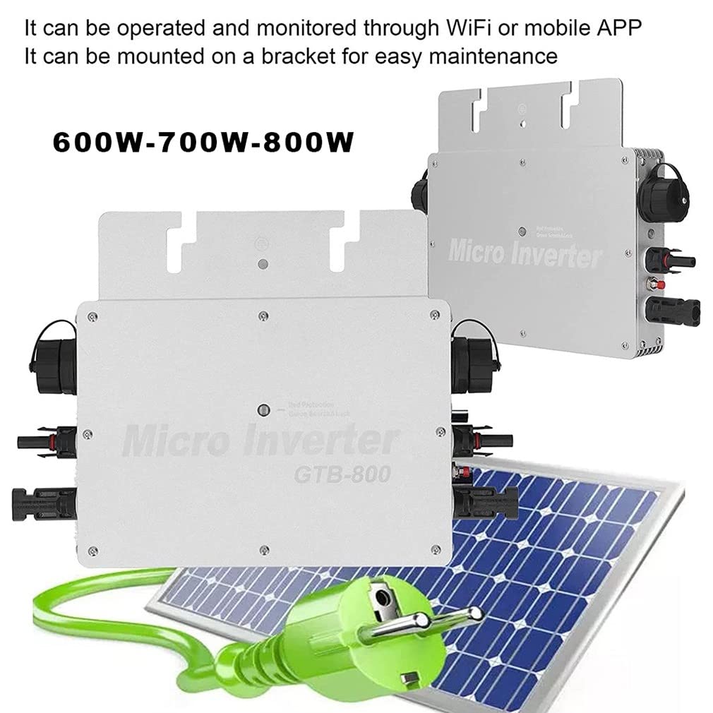 600W/700W/800W Micro-Onduleur Solaire Grid Tie Micro Onduleur Smart Micro Inverter 110V/220V WiFi Solar Grid Inverter Ip65 ImperméAble MPPT Grid Tie Inverter Efficacité 99,5%
