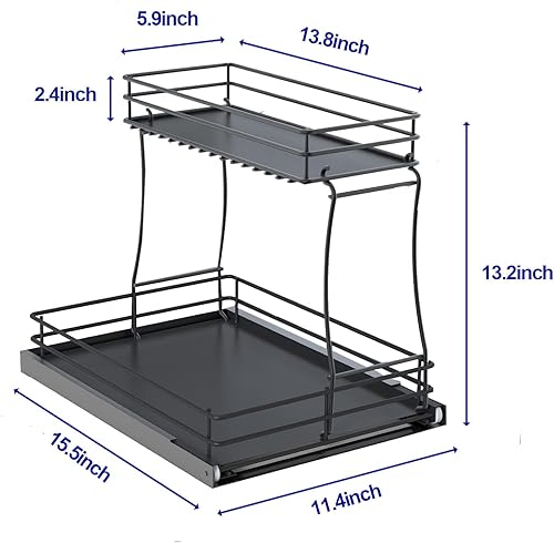 Miniatura 3 de Organizadores y almacenamiento debajo del fregadero organizador de gabinete extraíble almacenamiento de baño de 2 niveles debajo del fregadero