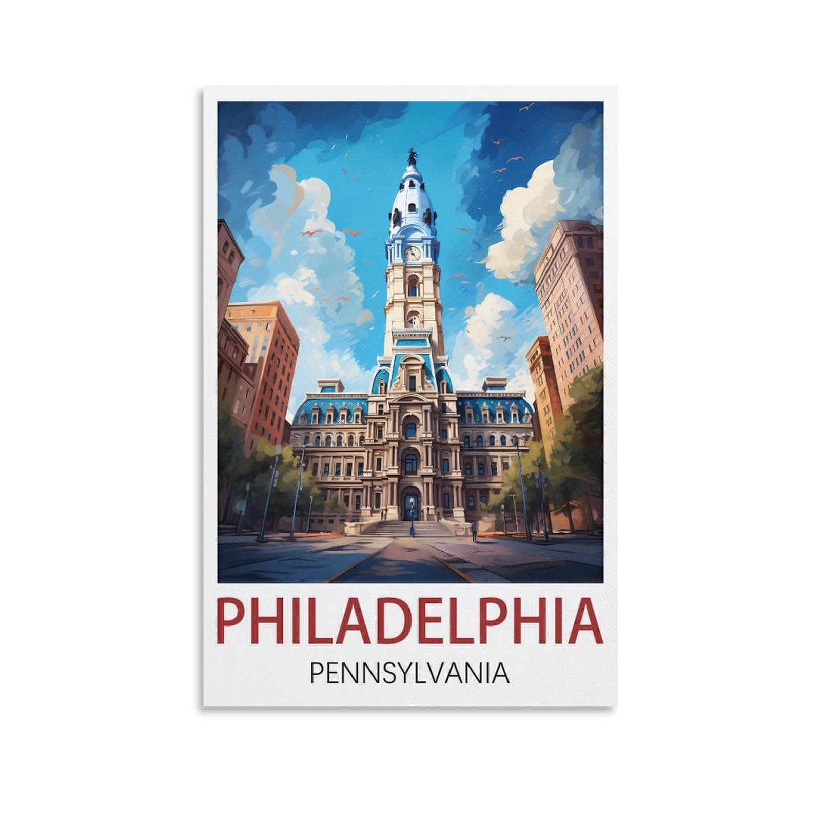 ZZHHEGN Philadelphia Pennsylvania Vintage Travel Poster 12x18inch(30x45cm) Canvas Art Poster And Wall Art Picture Print Modern Family Bedroom Decor Posters