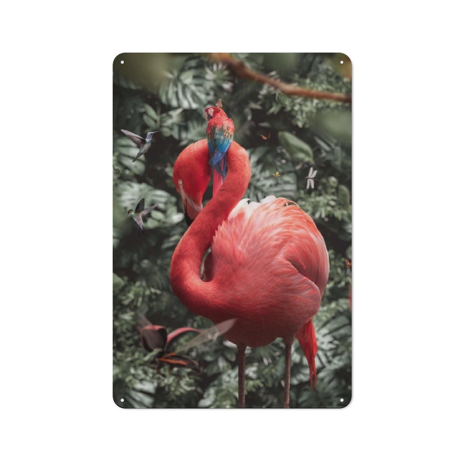 Junmoney Flamingo Flair Simple Retro Tin Sign 30X20cm Featuring Studio Wall Plaque For Office, Study, Studio Or Hallway