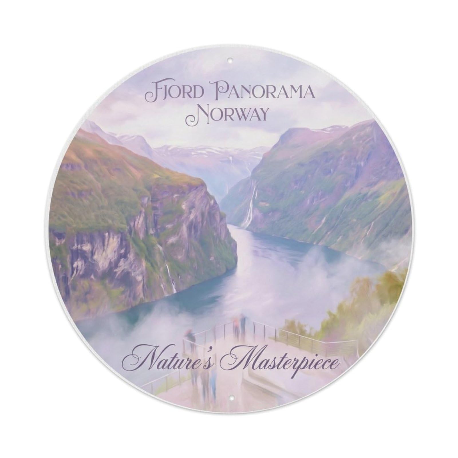 Vintage Travel Fjord Panorama Norway Scenic Metal Tin Sign