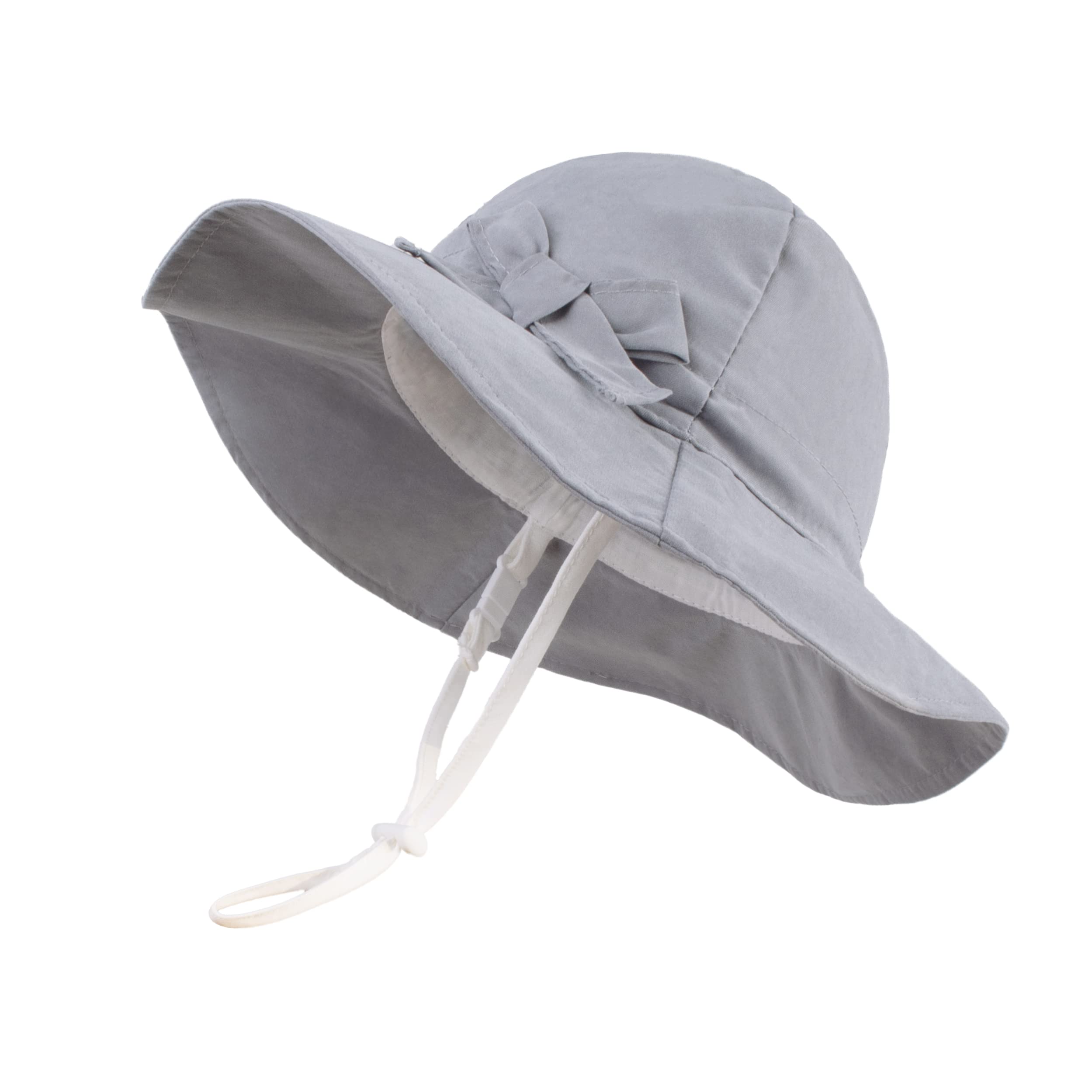 LANGZHEN UPF Beach Sun Protection Hat for Baby Girls Adjustable Toddler Kids Hat Wide Brim Summer Outdoor hat with Chin Strap