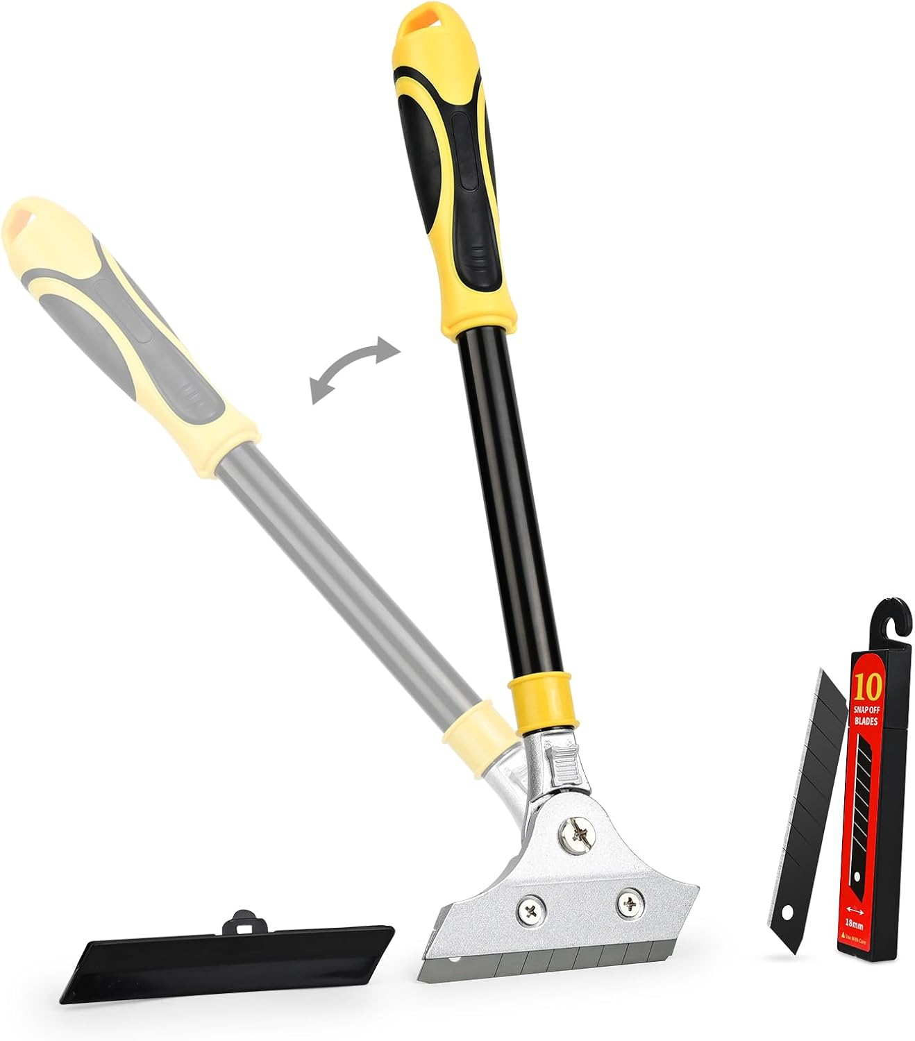EHDIS Razor Blade Scraper Tool with Rotatable Head Tile Paint Floor Wall Paper Removal Smoothing Scraper with 10pcs Blades for Wood,Window Glass Wallpaper,Adhesive Remover,Painting Stripping