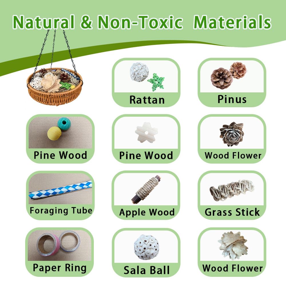 ExcyphrXyf Bird Toy Parrot Toys Rattan Bird Foraging Box for Cockatiels,Parakeets,Conures,Love Birds & Small to Medium Parrots - image 3