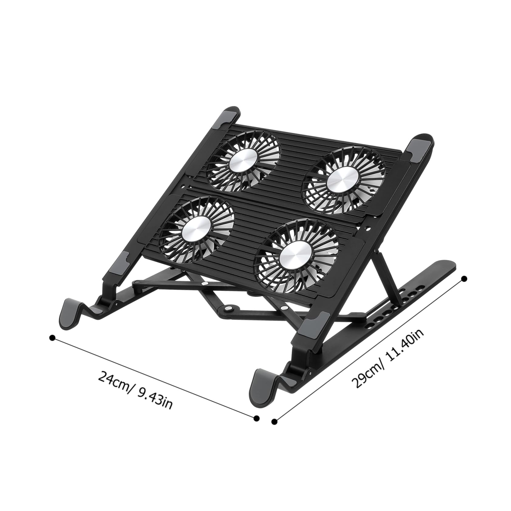NUOBESTY Supporto di Raffreddamento per Laptop Ventole Nero in PC e Silicone, Base Pieghevole Raffreddamento Pro per Festa Estiva e Laptop Gaming