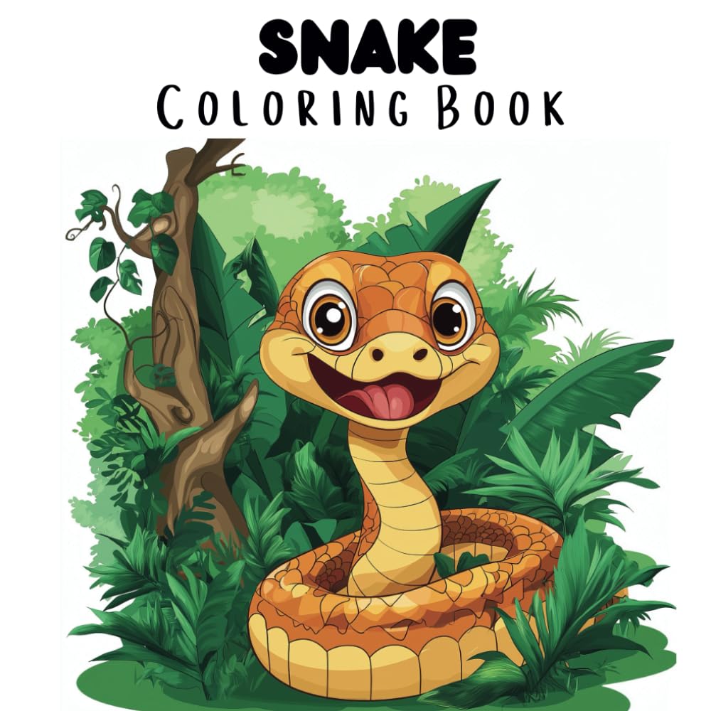 Snake coloring book for kids ages 4-8: Simple & Amazing Snake Designs For Kids To Color, Awesome Illustrations Of Snakes