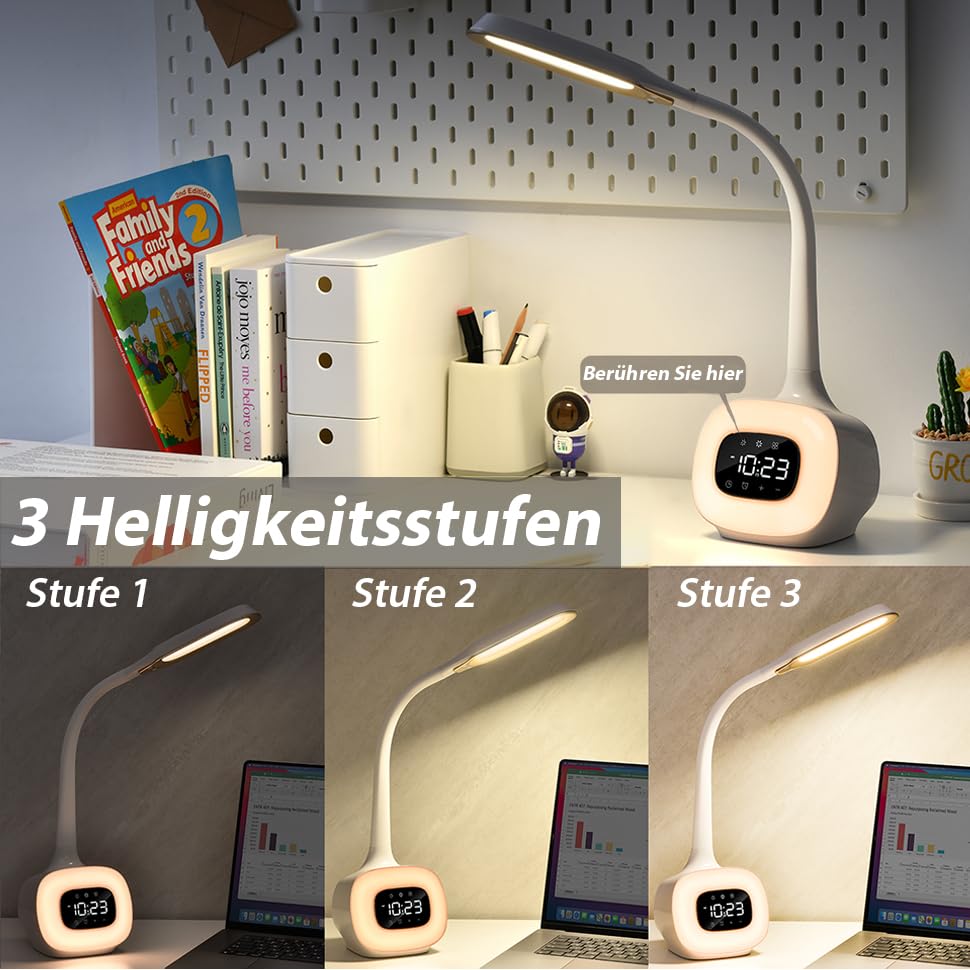 WILIT T3 5 W Dimbare Kinderbureaulamp 34 LED Bedlampje Zwanenhals Met Touchpaneel Tafellamp Met 256 Kleurlicht En 3 Helderheidsniveaus Voor Lezen Werken Studeren Zwart WILIT T3 5 W Dimbare Kinderbureaulamp 34 LED Bedlampje Zwanenhals Met Touchpaneel Tafellamp Met 256 Kleurlicht En 3 Helderheidsniveaus Voor Lezen Werken Studeren Zwart