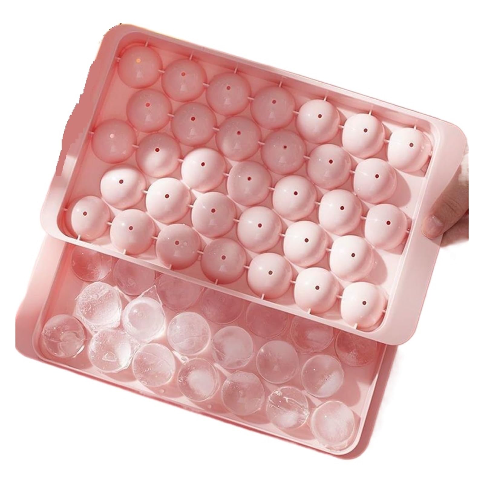 Vassoio per cubetti di Ghiaccio Vassoio Rotondo 3D con Coperchio Stampo per Ghiaccio in plastica Frigorifero Stampi sferici Fai-da-Te Utensili da Cucina per creatore di Sfere di Ghiaccio (Color : Blu