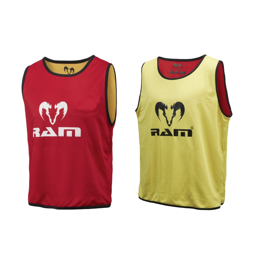 Ram Rugby Reversible Bibs - Set of 10 Training Bibs – Durable & Breathable for Contact Training - Sizes XL, Senior, Intermediate, Junior - Mesh Storage Bag Included - Multi sport