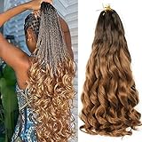 French Curl Braiding Hair 24 inch 6 Packs Loose Wave Bouncy Braiding Hair Pre Stretched 100/pack Yaki Curly Crochet Hair for Black Women Hair Extensions(24 inch(pack of 6),4/30)