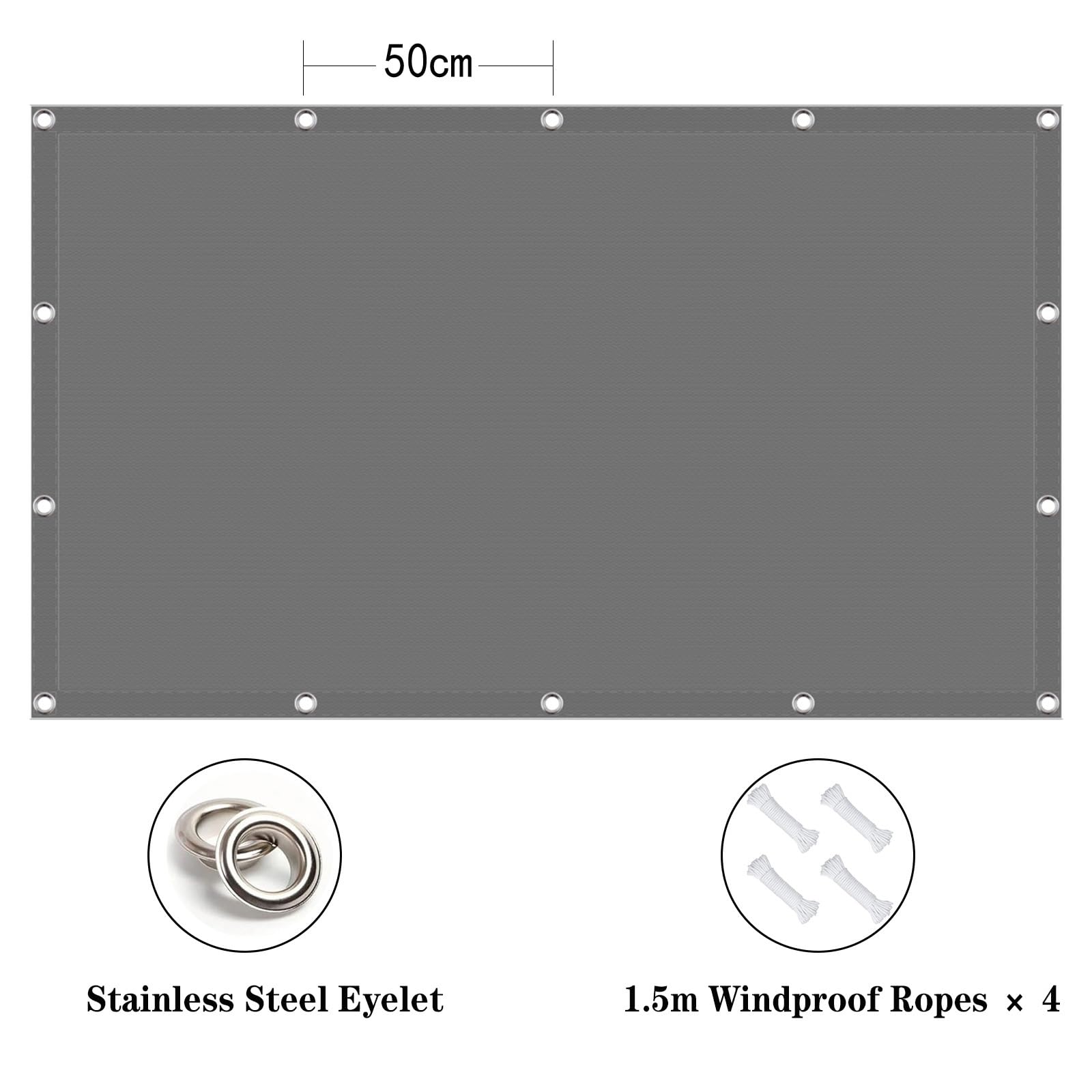 Zadaszenie Markizowe Przeciwsłoneczne 4.3 x 7 m 95% Ochrony Przed Uv, Wodoodporna, Zewnętrzny Daszek Przeciwsłoneczny Żagiel Przeciwsłoneczny Wodoodporny Taras, Jasny szary