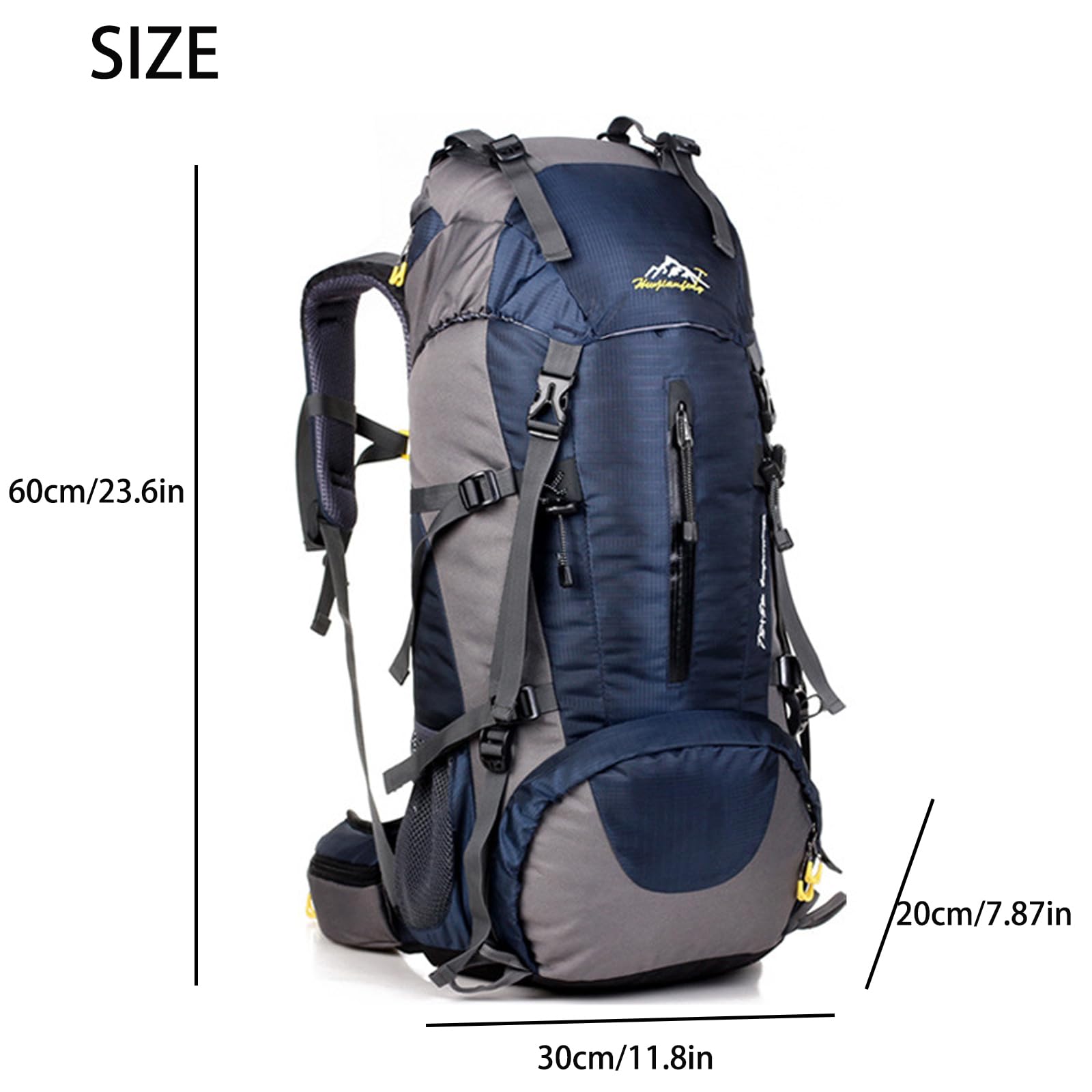 50 l Wanderrucksack, wasserdicht, leicht, mit Regenschutz, Outdoor-Sport, Reisen, Tagesrucksack für Männer und Frauen, Klettern, Camping, Touren, marineblau