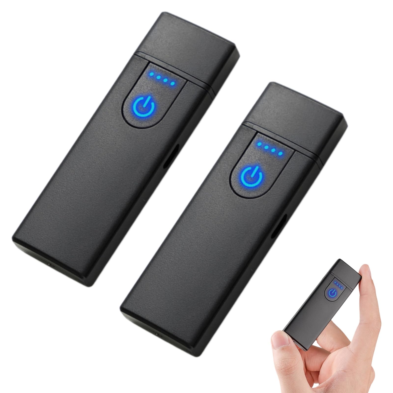 Haisanka 2Pcs Touchscreen Ignition USB Rechargeable Electric Ligh/TER, Windproof Flameless Safety Ligh/TER & Torch for Portable Candle, USB Charging Ligh/TER (Black)